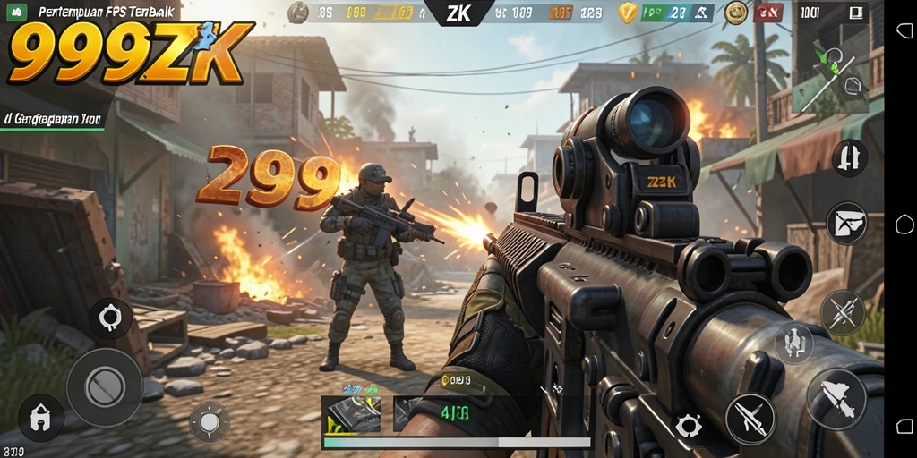 Tangkapan layar menunjukkan aksi gameplay intens dari 999ZK.