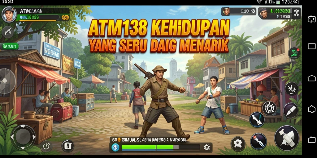 Screenshot gameplay <strong>ATM138</strong> menunjukkan interaksi sosial yang dinamis dan lingkungan yang hidup.