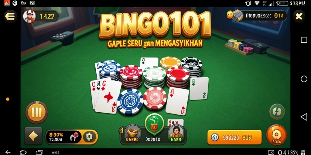 Tampilan gameplay seru di BINGO101 dengan fitur Gaple.
