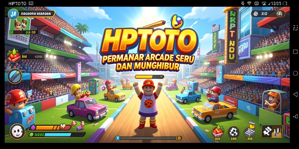 Tangkapan layar HPTOTO menampilkan aksi seru dalam permainan arcade.