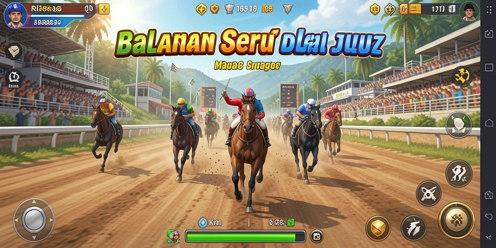 Screenshot yang menampilkan aksi balapan mendebarkan di RI889.