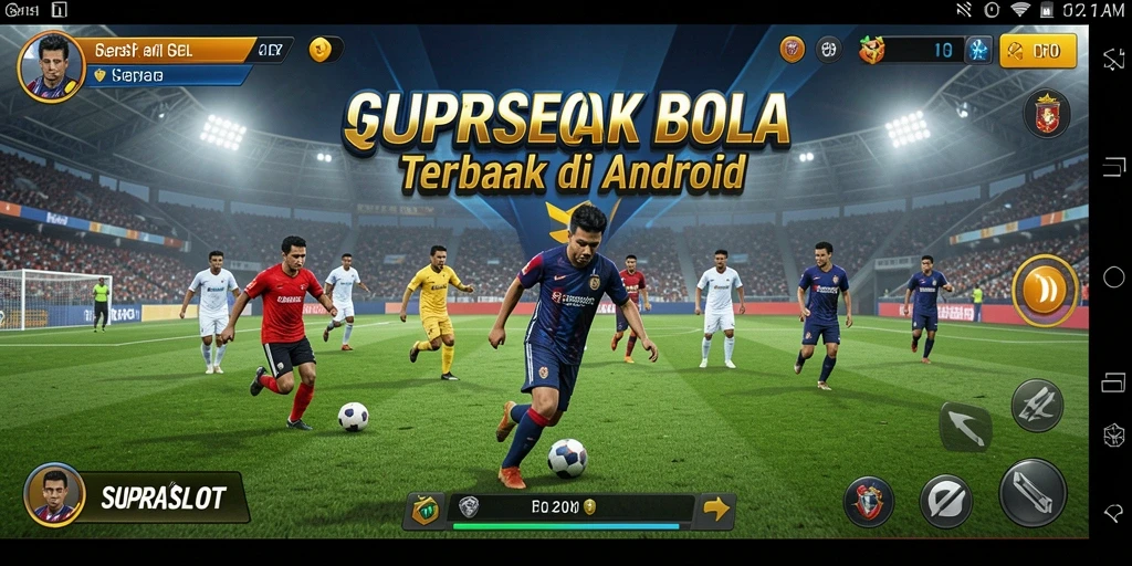 Tampilan gameplay seru dalam SUPRASLOT dengan aksi sepak bola menegangkan.