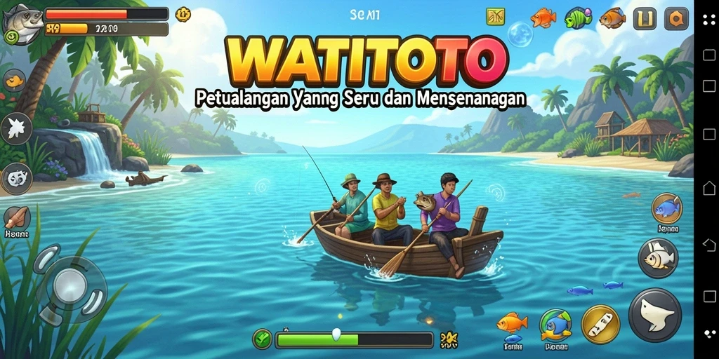 Screenshot gameplay WATITOTO yang menampilkan keseruan memancing.